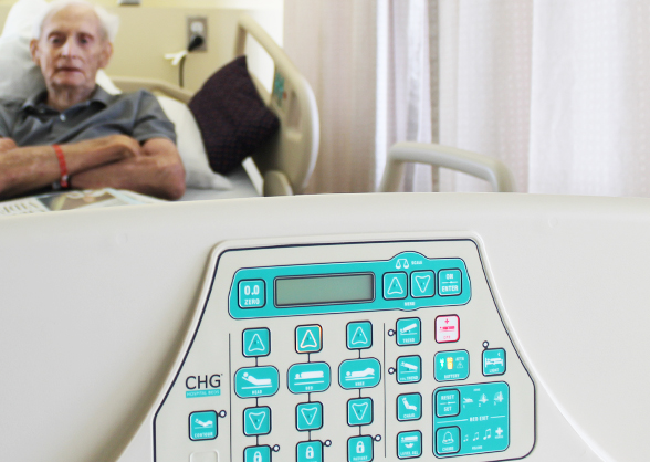 Patient in new hospital bed