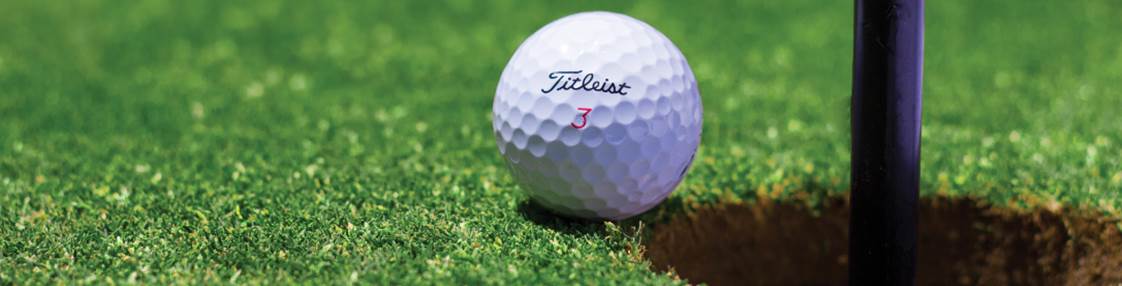 golf ball on grass beside golf hole