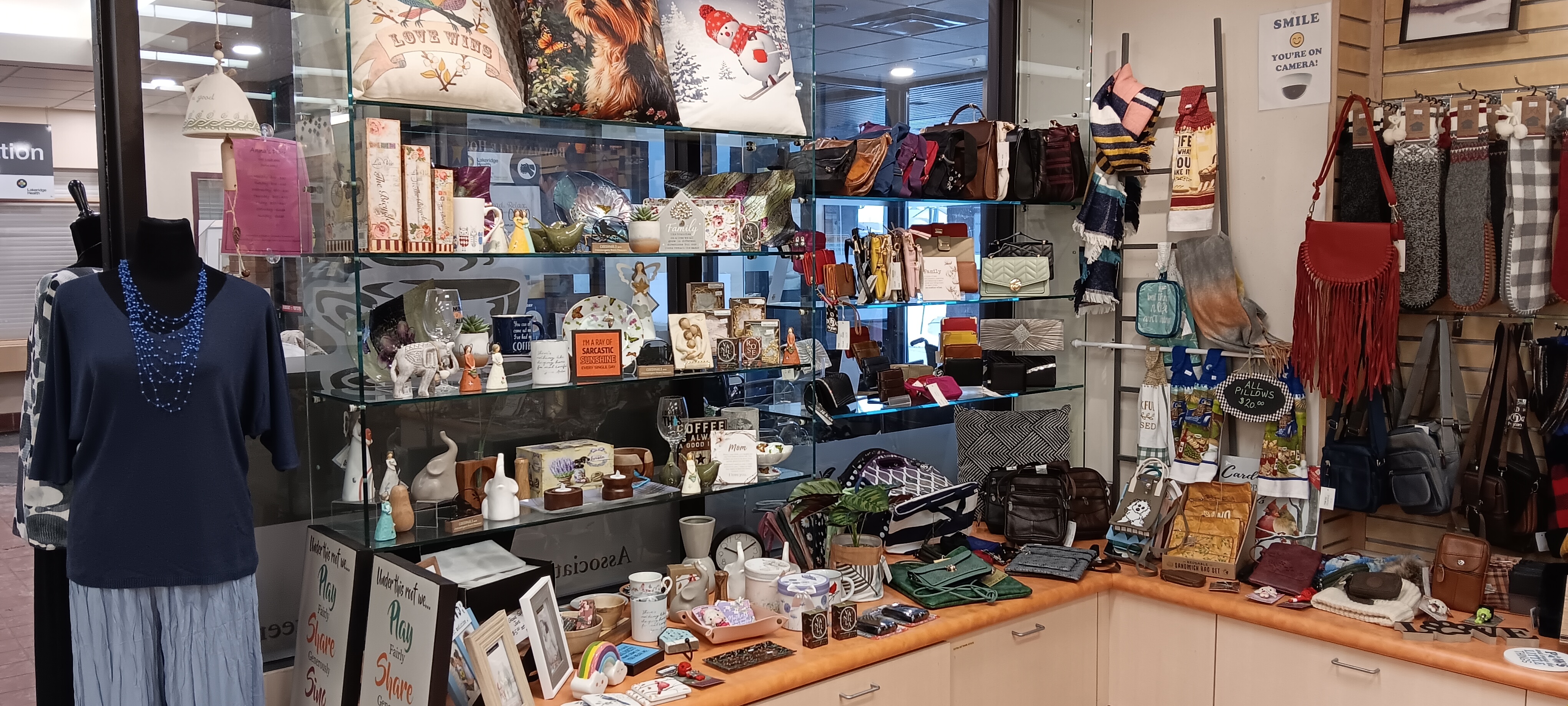 Photo of available items at the gift shop
