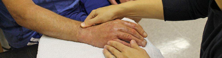 Man doing hand therapy