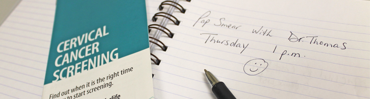 cervical cancer screening brochure and appointment book